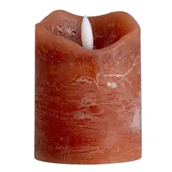 Leen Bakker LED kaars rustiek - terra - 10xØ7,6 cm - Leen Bakker aanbieding