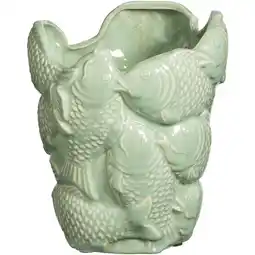 Leen Bakker Vaas Vis - mint - keramiek - 22,2xØ19 cm - Leen Bakker aanbieding