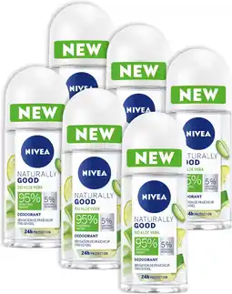Bol.com NIVEA Naturally Good Bio Deodorant Roller - Aloe Vera - 6 x 50 ml - Voordeelverpakking aanbieding