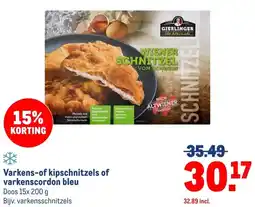 Makro Varkens-of kipschnitzels of varkenscordon bleu aanbieding