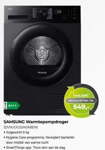 EP Beerepoot SAMSUNG Warmtepompdroger (DV9UDG52A0ABEN) aanbieding