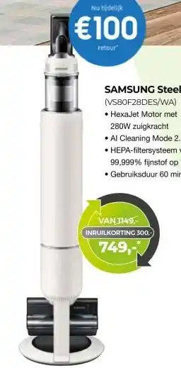 EP Beerepoot SAMSUNG Steelstofzuiger (VS80F28DES/WA) aanbieding