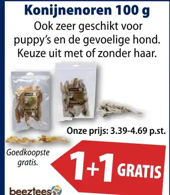 Huisdier Voordeelshop Konijnenoren 100 g aanbieding