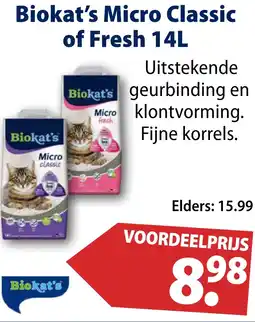 Huisdier Voordeelshop Biokat's Micro Classic of Fresh 14L aanbieding