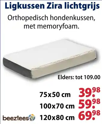 Huisdier Voordeelshop Ligkussen Zira lichtgri aanbieding