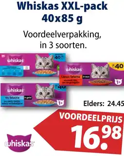 Huisdier Voordeelshop Whiskas XXL-pack 40x85 g aanbieding