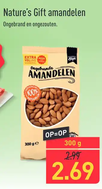 ALDI Nature's Gift amandelen 300g aanbieding