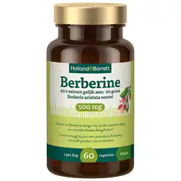 Holland & Barrett Holland & Barrett Berberine 500 mg 40:1 Extract: Gelijk Aan 20 Gram Berberine + Chroom - 60 capsules aanbieding