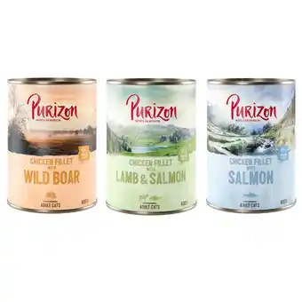 Zooplus Purizon Adult 6 x 400 g Graanvrij Kattenvoer - Mixpakket (2 x Zalm, 2 x Wild Zwijn, 2 x Lam) aanbieding
