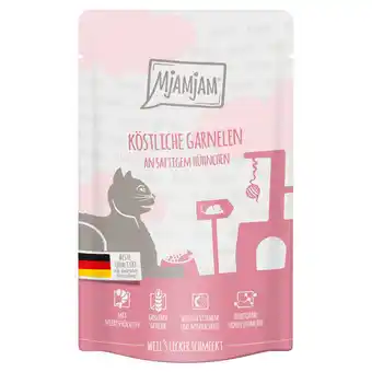 Zooplus 12x125g MjAMjAM Quetschie Heerlijke garnalen met sappige kip kattenvoer nat aanbieding
