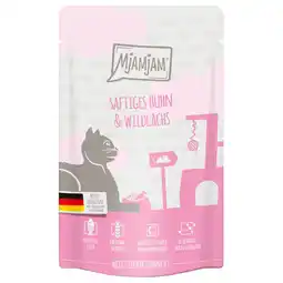 Zooplus 12x125g MjAMjAM Sappige kip en wilde zalm nat kattenvoer aanbieding