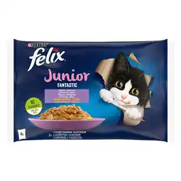 Zooplus 4x 85g Zalm & Kip Felix Fantastic Junior Zuigjes Kattenvoer Nat aanbieding