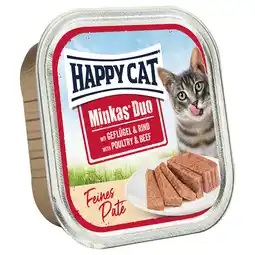 Zooplus 16x100g Happy Cat Minkas Duo Morsels op Paté Schaaltjes Gevogelte & Rund nat kattenvoer aanbieding