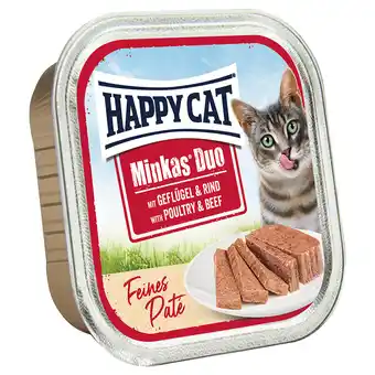 Zooplus 16x100g Happy Cat Minkas Duo Morsels op Paté Schaaltjes Gevogelte & Rund nat kattenvoer aanbieding