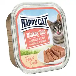 Zooplus 16x100g Happy Cat Minkas Duo Morsels op Patéschaaltjes Gevogelte & Zalm nat kattenvoer aanbieding