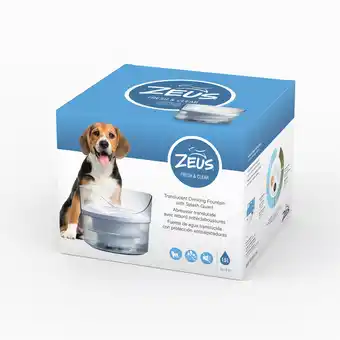 Zooplus Zeus Fresh & Clear met spatbescherming drinkfontein 1,5 liter hond aanbieding