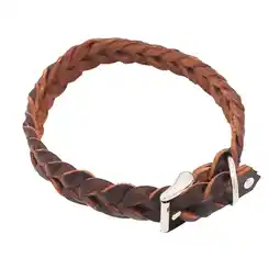 Zooplus Heim lederen halsband gevlochten bruin 28-35cm nekomtrek, 25mm breed hond aanbieding