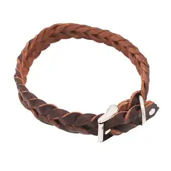 Zooplus Heim lederen halsband gevlochten bruin 28-35cm nekomtrek, 25mm breed hond aanbieding