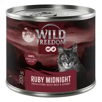 Zooplus 6x200g Wild Freedom Red Meat Ruby Midnight Varkensvlees, Rund Konijn natvoer voor katten aanbieding