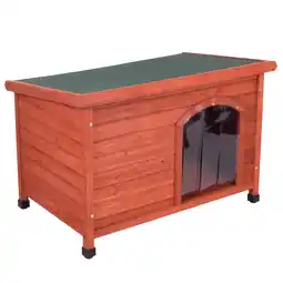 Zooplus M: B 104 x D 66 x H 70 cm - Woody Platdak-Hondenhok met Kunststof Deur aanbieding