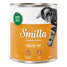 Zooplus 6x800g Gevogeltepannetje Gevogelte met Eend Smilla Kattenvoer aanbieding