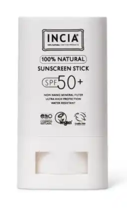 De Online Drogist Incia 100 % Natural Sunscreen Stick SPF50+ 15GR aanbieding