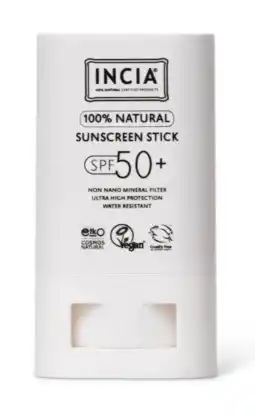 De Online Drogist Incia 100 % Natural Sunscreen Stick SPF50+ 15GR aanbieding