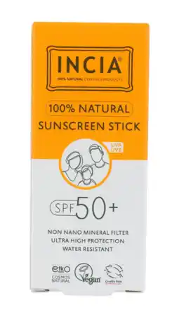 De Online Drogist Incia 100 % Natural Sunscreen Stick SPF50+ 15GR aanbieding