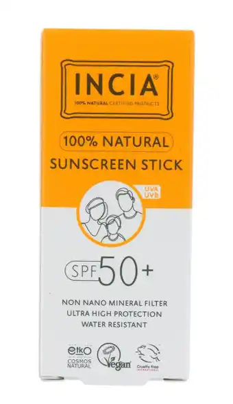 De Online Drogist Incia 100 % Natural Sunscreen Stick SPF50+ 15GR aanbieding