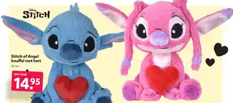 Intertoys Stitch of Angel knuffel met hart aanbieding