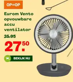 Welkoop Eurom Vento opvouwbare accu ventilator aanbieding