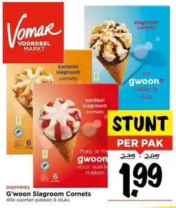 Vomar Voordeelmarkt DIEPVRIES G'woon Slagroom Cornets aanbieding