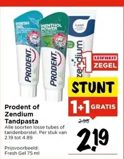 Vomar Voordeelmarkt Prodent of Zendium Tandpasta aanbieding