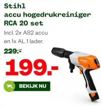 Welkoop Stihl accu hogedrukreiniger RCA 20 set aanbieding
