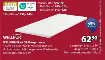 Jysk Wellpur frya gt30 topmatras aanbieding