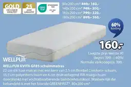 Jysk Wellpur kvita gf85 schuimmatras aanbieding