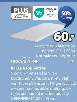 Jysk Kjella topmatras aanbieding