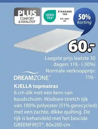 Jysk Kjella topmatras aanbieding