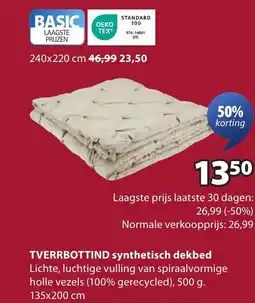 Jysk Tverrbottind synthetisch dekbed aanbieding