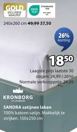 Jysk Sandra satijnen laken aanbieding