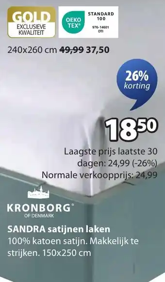 Jysk Sandra satijnen laken aanbieding