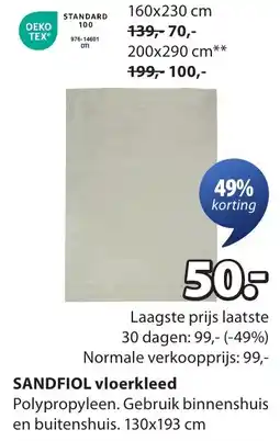 Jysk Sandfiol vloerkleed aanbieding