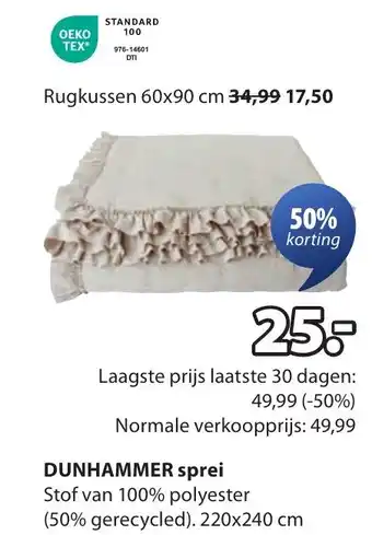 Jysk Dunhammer sprei aanbieding