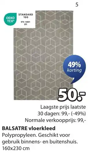 Jysk Balsatre vloerkleed aanbieding