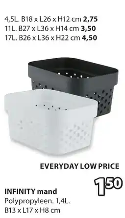 Jysk Infinity mand aanbieding
