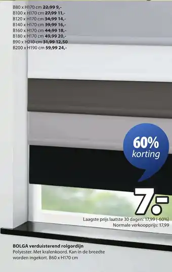 Jysk Bolga verduisterend rolgordijn aanbieding