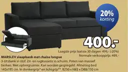 Jysk Marslev slaapbank met chaise longue aanbieding