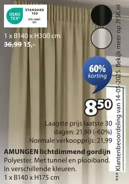 Jysk Amungen lichtdimmend gordijn aanbieding