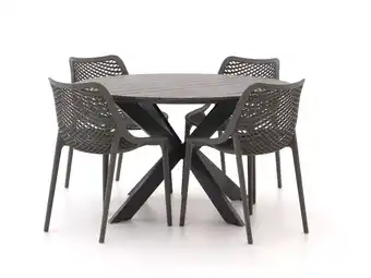 Kees Smit Forza Ripi/Fidenza ø126cm dining tuinset 5-delig stapelbaar aanbieding