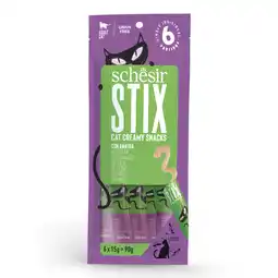 Zooplus 90g Schesir Stix Creamy Snacks Eend Kattensnack aanbieding